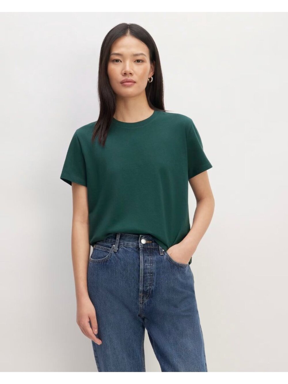 Everlane The Box-Cut Tee in Essential Cotton Dark Sea XSmall New Womens Tshirt T
